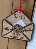 Personalised Wood Envelope, Santa Letter Holder, Father Christmas Wish List, Gif