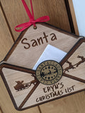 Personalised Wood Envelope, Santa Letter Holder, Father Christmas Wish List, Gif