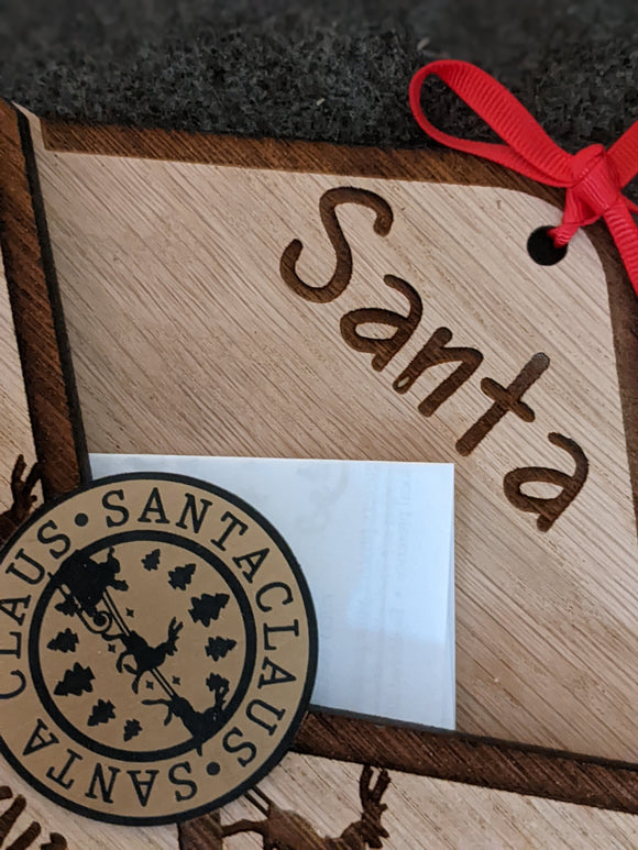 Personalised Wood Envelope, Santa Letter Holder, Father Christmas Wish List, Gif