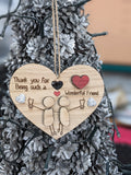 Cherished Friendship Oak MDF Heart Bauble - A Thoughtful Gift of Love