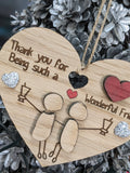 Cherished Friendship Oak MDF Heart Bauble - A Thoughtful Gift of Love