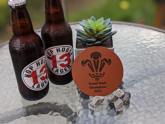 Wales Grand Slam 2021 Italian Leather Table Coaster
