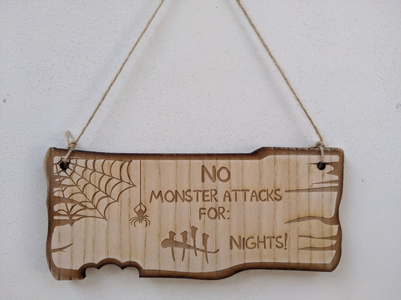Monster Attacks Halloween Sign