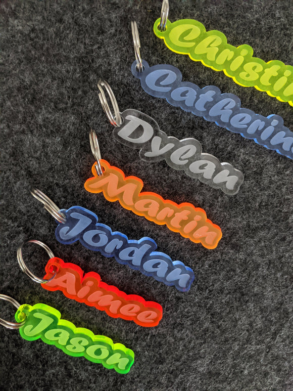 PERSONALISED FROZEN KEYRING KEYCHAIN GIFT ANY NAME SCHOOL BAG TAG LASER ID TAG