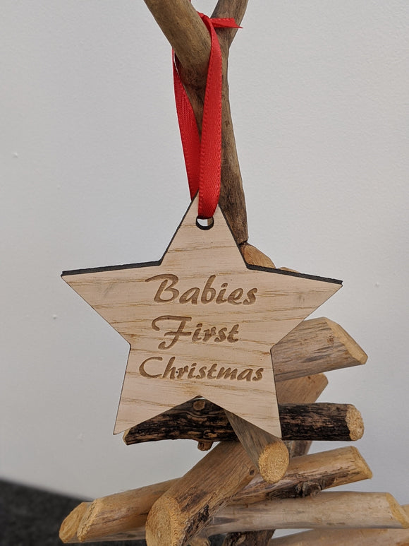 Personalised Babies First Christmas Star Bauble