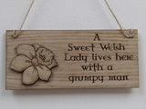 Personalised Sweet Lady Home Sign Novelty Wales Welsh Garden Gifts Shed Kitchen