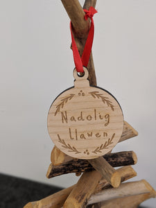 Merry Christmas / Nadolig Llawen Christmas Bauble (Pk5)