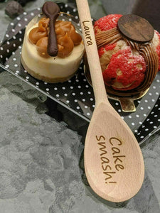 Wooden Cake Smash Spoon Babies 1st Birthday Babys Personalised Engraved