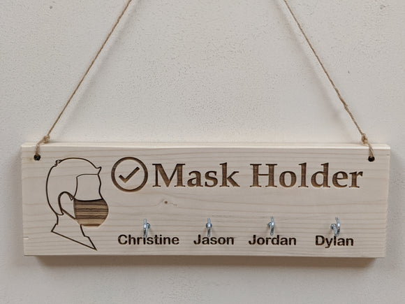 Personalised Mask Holder Wooden Hanger