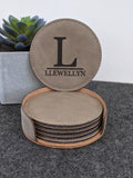 Personalised Table Coaster - Faux Leather 4 Colors