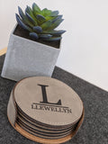 Personalised Table Coaster - Faux Leather 4 Colors