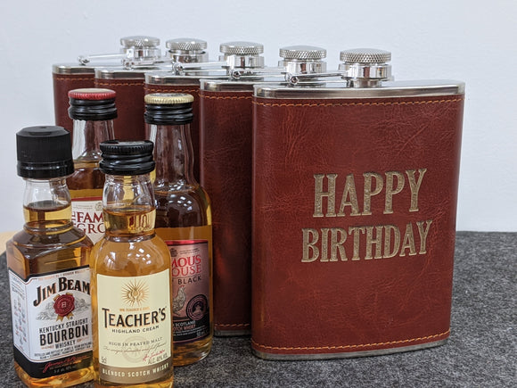Personalised Birthday Gift 8oz Hip Flask Engraved 18th, 21st, 30th, 40th, 50th, 60th