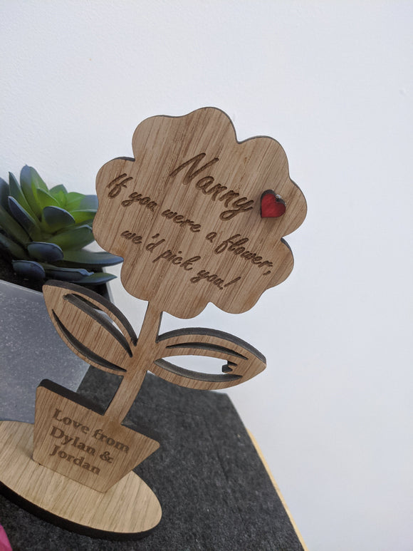 Mothers Day Sign Flower Nan, Nanny, Mam, Mum, Birthday / Thank You / Lock Down