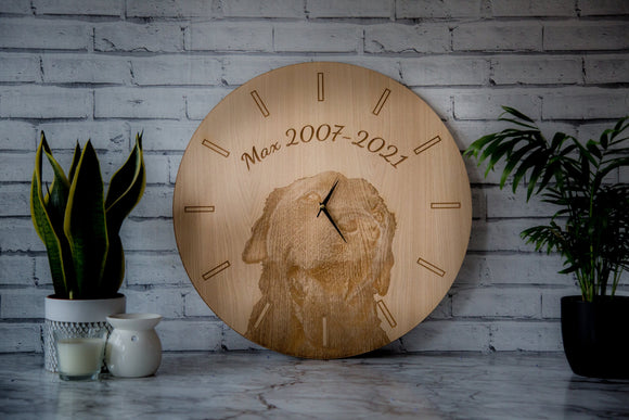 Pet Wall Clock - Any Text, Any Image Gift Pet Memorial