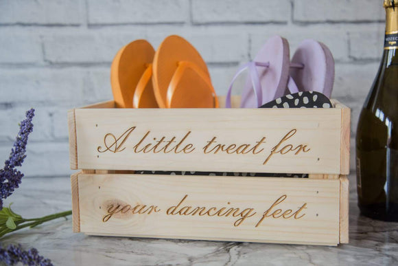 Wedding Crate Slippers/Flip Flop Box - Little Treat For Your Dancing Feet