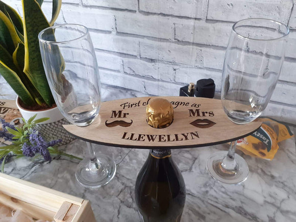 Wedding Wine Bottle/Glass Stand - Wedding Gift, Anniversary