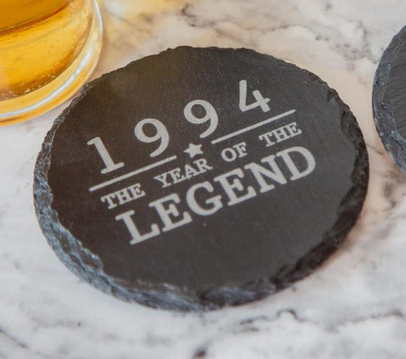 Engraved Slate Coaster Year of The Legend Birthday Gifts for Men Him