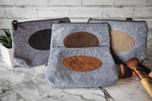 Personalised Make up Bag - Faux Leather Travel Bag
