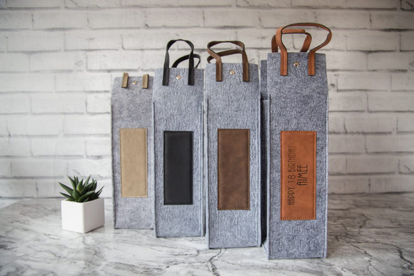 Personalised Wine Bag - Faux Leather 4 Colors