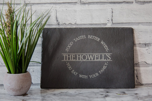 Premium Slate Cheese Board Personalised Circle Design
