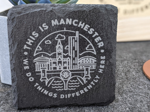 Manchester Slate Coaster Square