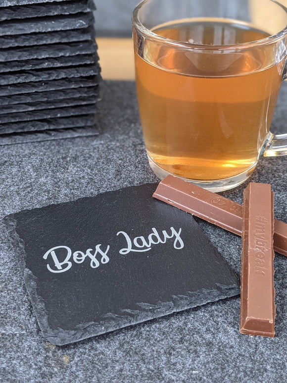 Boss Lady Design Slate Table Coaster - Boss Work Mother Sister Wife Girlfriend Christmas Gift
