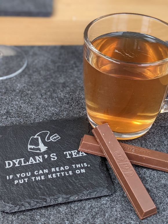 NAMEs Tea Design Slate Table Coaster - Gift Birthday Christmas End of Year Term
