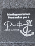 Pirate Rum Design Slate Table Coaster - Gift Birthday Christmas Fathers Gift