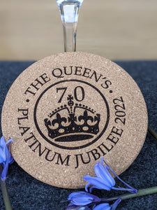 Queen's Platinum Jubilee 2022 Cork Round Table Coaster