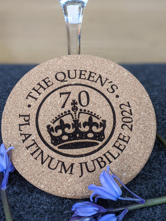Queen's Platinum Jubilee 2022 Cork Round Table Coaster