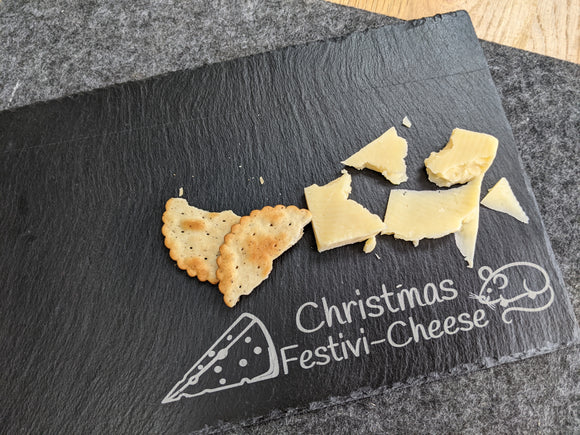 Premium Slate Cheese Board Personalised Christmas Design