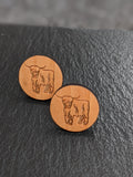 Wooden Earrings with Stainless Steel Back