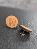 Wooden Earrings with Stainless Steel Back