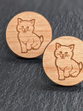 Wooden Earrings with Stainless Steel Back