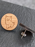Wooden Earrings with Stainless Steel Back