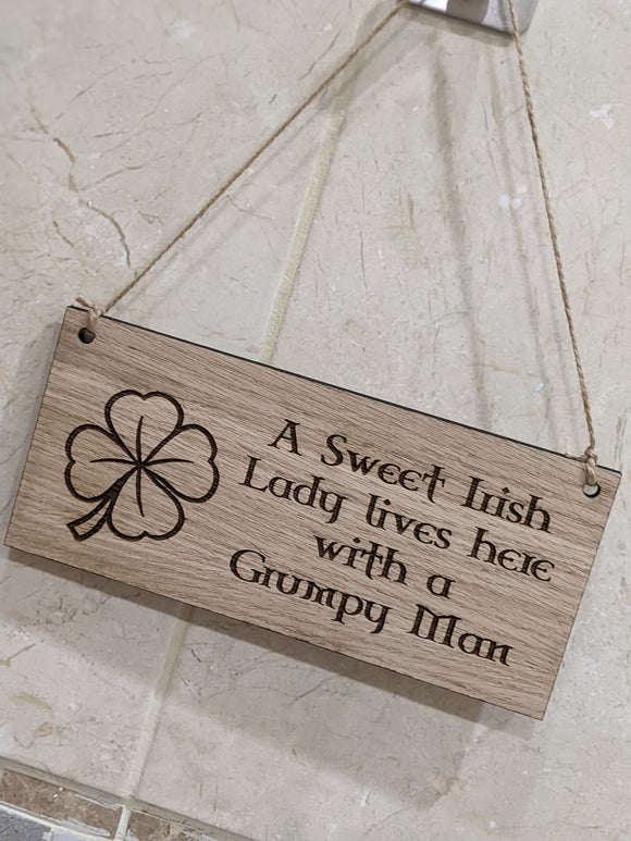 Personalised Sweet Lady Home Sign Novelty Irish Garden Gifts Shed Kitchen