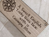 Personalised Sweet Lady Home Sign Novelty English Garden Gifts Shed Kitchen