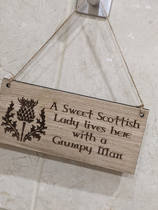 Personalised Sweet Lady Home Sign Novelty Scottish Scotland Garden Gifts Shed Kitchen