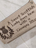 Personalised Sweet Lady Home Sign Novelty Scottish Scotland Garden Gifts Shed Kitchen