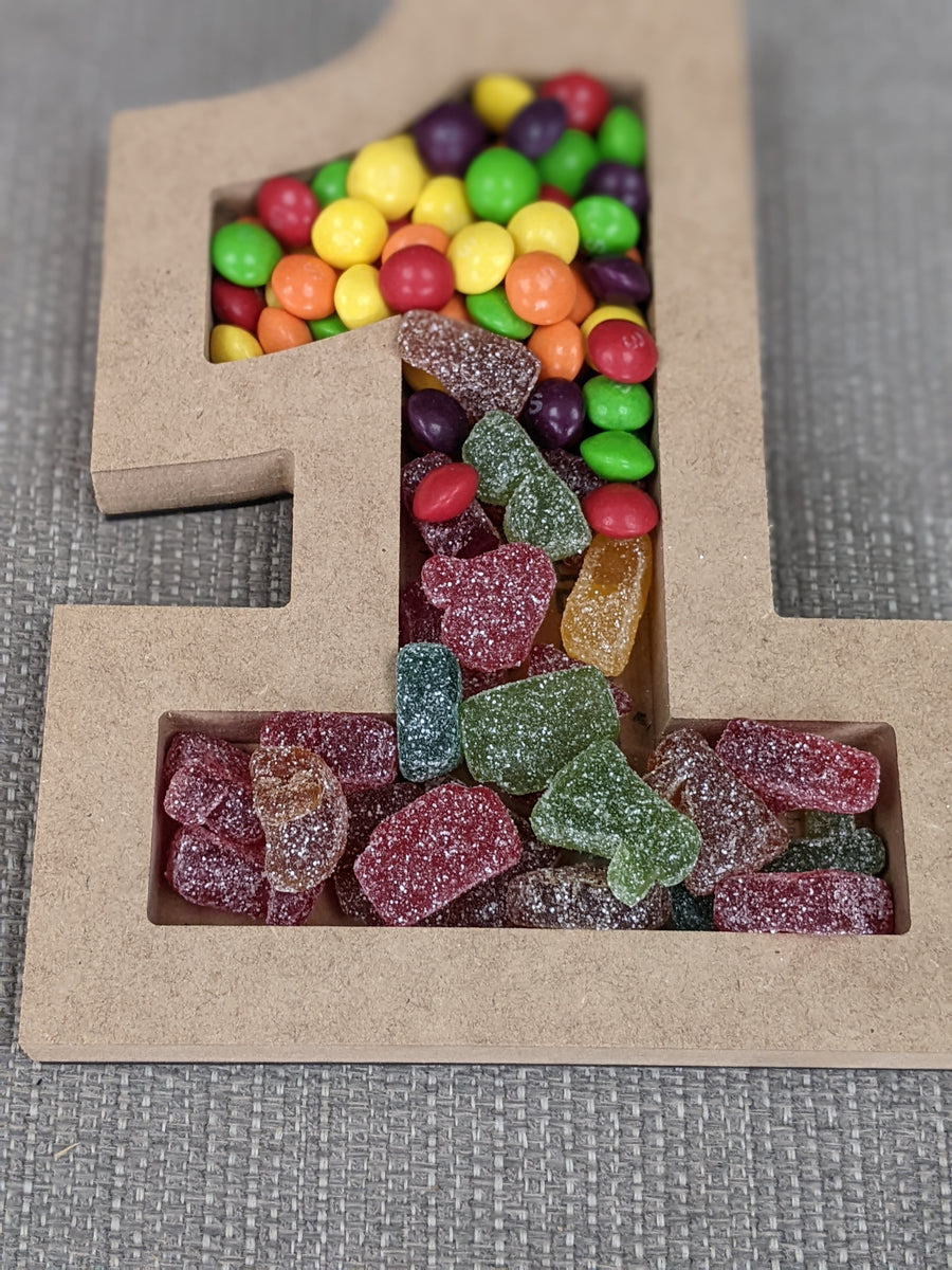 20cm Wooden Letter Initial Number - Tray Bowl Party Fillable Sweets Ch ...